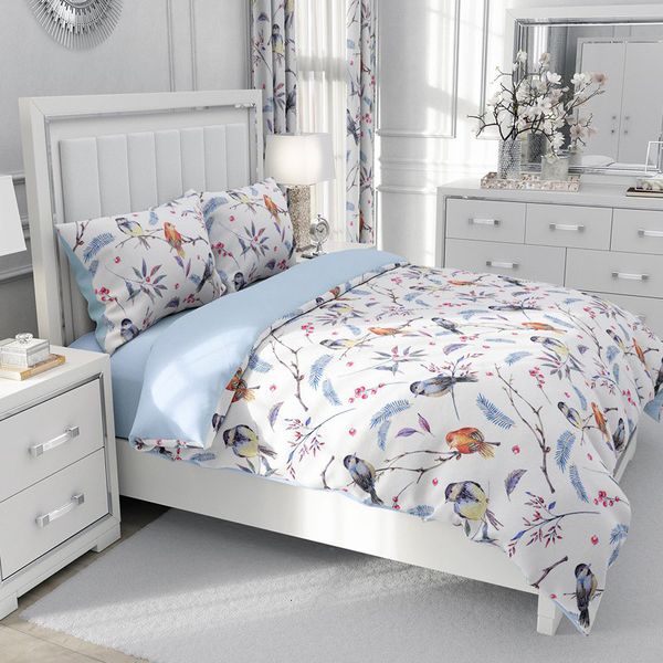 Ensembles de literie bleu ensemble simple Double roi housse de couette avec taies d'oreiller couette couverture literie style nordique oiseau 221206