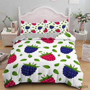 Beddengoedsets Blueberry Raspberry Printing Beddengoedset Fruit Design Dekbedovertrek Met hoes Twin Enkel Dubbel Volledige bedsets R230901