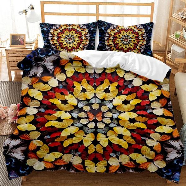 Sets de ropa de cama Bohemian Butterfly Style Divet Cover 240x220 Soft Breathable Quilt con caja de almohada Decoración textil del hogar