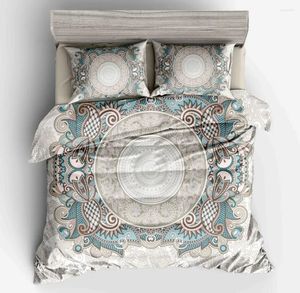 Sets de ropa de cama Bohemian DVVET CUBIERTA BOHO CHIC MANDALA MEDALON Microfibra suave impresa con cubiertas de almohadas Cierre de la cremallera