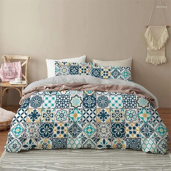 Ensembles de literie Bohème Mandala Housse de couette Motif géométrique Ensemble Microfibre Éléphant Couette Taies d'oreiller pour enfants Chambre d'adolescent Décor