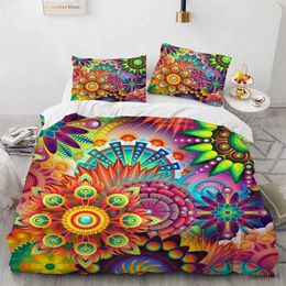 Beddengoedsets Boheemse Mandala Koning Koningin Dekbedovertrek Boho Cashew Bloemen Beddengoed Set Kleurrijk Exotisch Bloemen 2/3st Polyester Troosterhoes