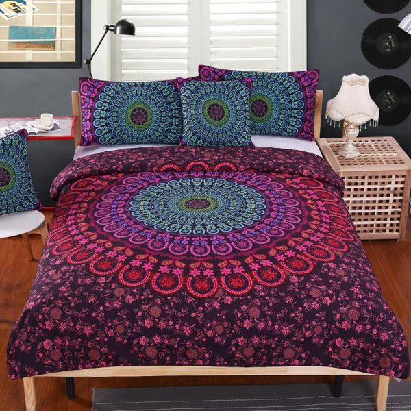 Ensembles de literie Bohème Mandala Ensemble Chambre Décor Garçons Filles Cadeau Couette Housse de couette 2/3 Pièce Couvre-lit avec taie d'oreiller