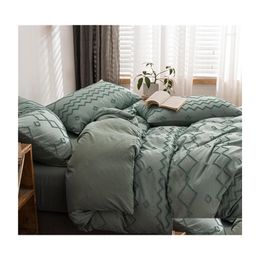 Beddengoed sets bonenjoy groen set geometrische snijbloemen geborsteld stof bed linnen queen/king size dekbed plade kussensloop druppel dhy2u