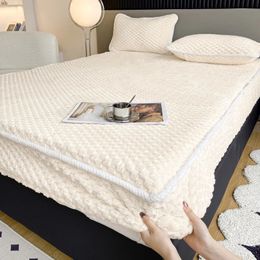 Beddengoedsets Bonenjoy Pluche hoeslaken Warm laken met elastische band Beige Matrashoes Thuis Bedovertrekken Geen kussensloop 231204