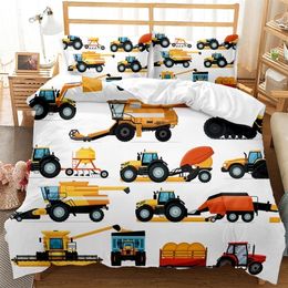 Ensembles de literie garçons dessin animé voiture ensemble de literie véhicules de construction complets housse de couette enfants dessin animé machines camion doux polyester housse de couette 221010