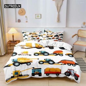 Juegos de cama de ropa de cama para niños Cartoon CAR VIVET CUBIENTA Vehículos de construcción CODERTOR MAQUINARIA Niña Camión Decoración de poliéster suave