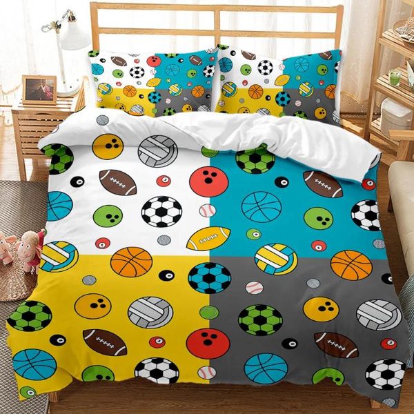 Conjuntos de ropa de cama Conjunto de regalos para niños Baseball3D Impreso Colorido Cubierta de edredón suave El Calidad Microfibra Custom King Size Ball Edredón