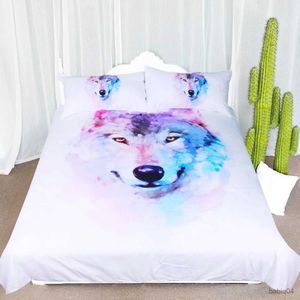 Ensembles de literie Garçons Loup Ensemble de Housse de Couette Queen Size Boho Loup Faune Animal Ensemble de literie Hommes Galaxy Dream Catcher Lune Housse de Couette en Polyester