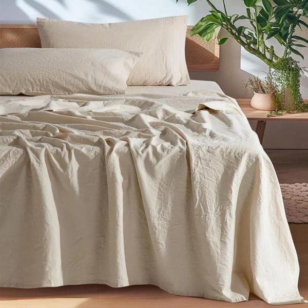 Ensembles de literie respirants et durables, draps King Size, linge de lit avec poche profonde de 16 pouces, 4 pièces (couette naturelle, Textile de maison