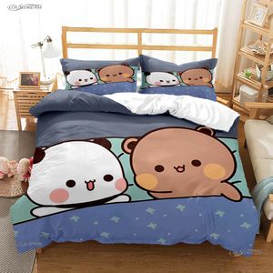 Ensembles de literie Bubu Dudu dessin animé ours panda housse de couette mignon kawaii ensemble de literie housse de couette douce et taie d'oreiller feuille/paire/reine/roi enfants 230715