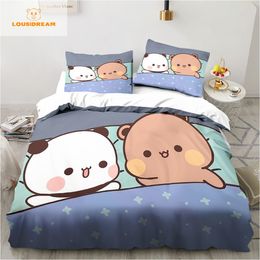 Beddengoed sets Bubu Dudu Cartoon schattige beer Kawaii kerstcadeau King Twin dubbel kind beddengoed set Microfiber of polyester dekbedovertrekset 230715