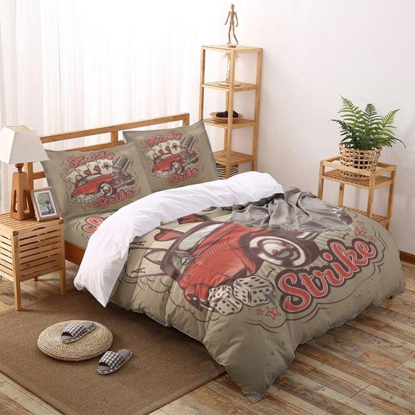 Juegos de ropa de cama Coche Poker Yin Trigo Dados retro Ventana moderna Funda nórdica Juego de cama de tamaño completo Ropa de cama Decoración de invierno