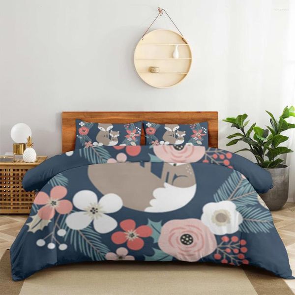 Conjuntos de ropa de cama Dibujos animados Animal Tendencia Imprimir Artículos de moda de tres piezas para niños o adultos Funda de cama Funda de almohada