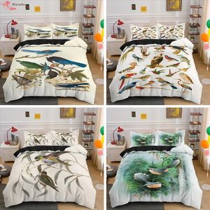 Beddengoed sets cartoon vogel geprinte set schattige huisdiervogels dubbele dekbedovertrek voor kinderen volwassen king twin full size quilt kussensloop