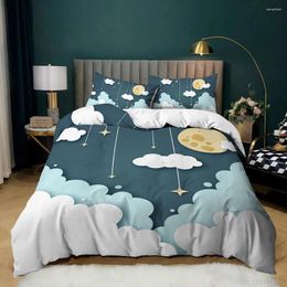 Ensembles de literie Cartoon Cloud Couchet Twin Size mignon set pour garçons grenards enfants ciel couette-oreiller