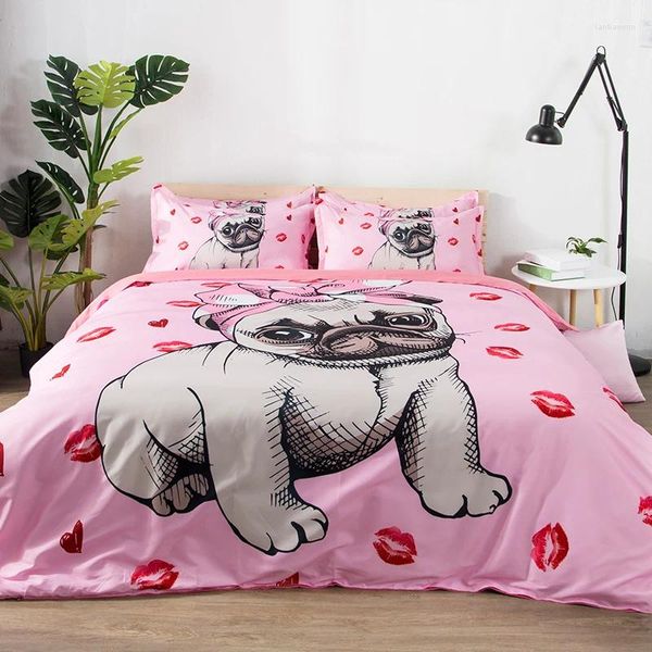 Ensemble de literie dessin animé motif de chien garçon fille adulte enfant charmant mignon lits de lit de couette couverture de couverture de courtepointe