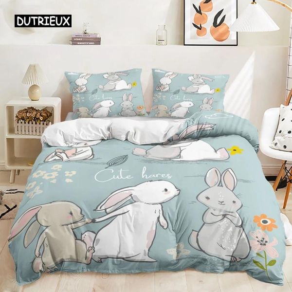 Ensembles de literie Carton Couverture de couette de Pâques mignon pour les enfants adolescents filles décoration de chambre à coucher adoption amies