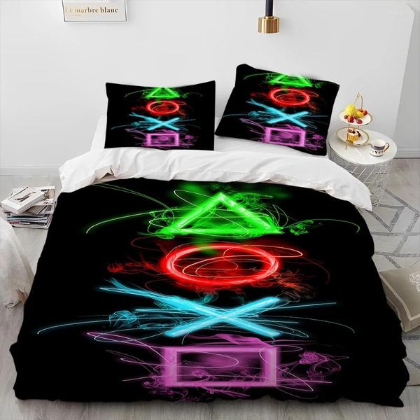 Conjuntos de ropa de cama Gamer de dibujos animados Controlador de juego Juego de edredón Funda nórdica Cama Edredón Funda de almohada King Queen Tamaño Niño