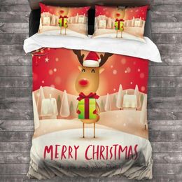 Sets de ropa de cama Cartoon Feliz Navidad Case de almohada de la almohada 3D Estado impreso 200x230cm Single Double Tashing Redspread Gift