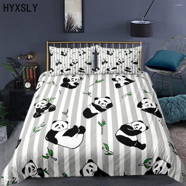 Ensembles de literie Cartoon panda ensemble mignon couvercle de couette à motif animal imprimé et taies de taies de couetteuse lit de lit 2 / 3pcs d'enfants enfants cadeau