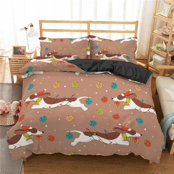 Juegos de cama de ropa de cama de dibujos animados de alumnos de alta calidad para niños con animales de dormitorio con sábanas dobles suaves cama king