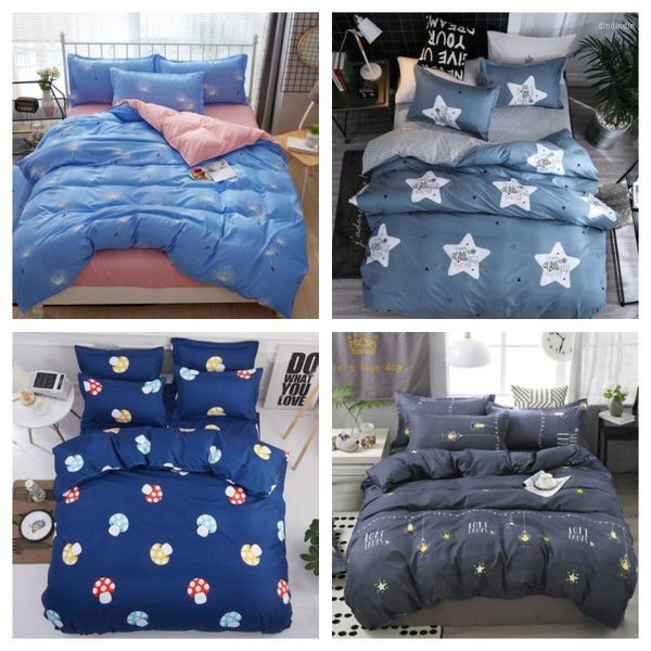 Conjuntos de ropa de cama con estampado de caracoles de dibujos animados para niños y niñas, funda nórdica para adultos, sábanas y fundas de almohada, edredón 61037