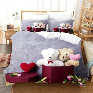 Beddengoed sets cartoon teddybeer set kinderen beddenbladen decor decor home textiel voor volwassenen ontwerp slaapkamer dekbed schattig dekbedovertrek