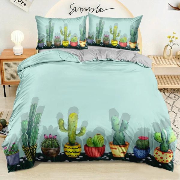 Ensemble de literie Cartoon Tropical Cactus Duvet Cover Set Counterter / Quilt Twin Single Double King Size 240x210cm Lit Lit pour enfants