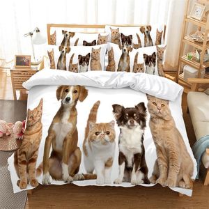 Sets de ropa de cama Cat Dog Lover Cover Cover Funda Canine Bulldog Chihuahua Siberians Decorative 2 3 Pieces con 2 S y Pillow Shams 230210