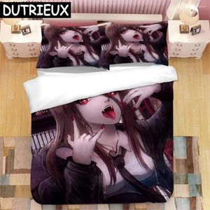 Ensembles de literie Chainsaw Man Anime 3D Ensemble imprimé Housses de couette Taies d'oreiller Couette Couverture de literie 02