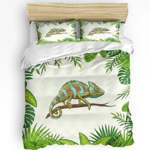 Ensembles de literie caméléon feuilles d'animaux ensemble 3 pièces garçons filles housse de couette taie d'oreiller enfants adulte couette lit double textile à la maison