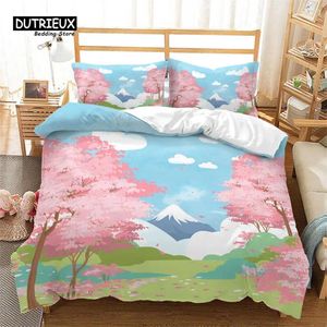 Beddengoedsets Kersenbloesems Dekbedovertrek Japanse stijl Bloemblaadje Bloemenset Roze Bloem Trooster 3 stuks Voor Volwassenen Tienermeisjes Decor