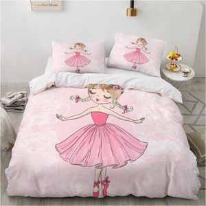 Beddengoed sets kinderbed linnen set voor huisdekselhoes 150 200 220 size 2 sp blad 4pcs kinderen baby cartoon roze meisje