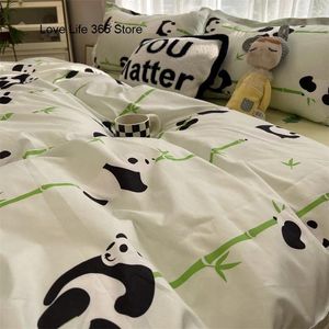 Ensemble de literie chinois mignon panda ensemble cartouin bambou motif de courtepointe de courtepointe taille pleine taille pour les enfants adultes à la maison