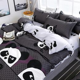 Beddengoed sets Chinese stijl cartoon panda patroon set bed voeringen dekbedovertrek blad kussenslopen 4pcs / set