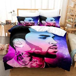 Beddengoedsets Chris Brown Set Eenpersoonsbed Volledig Queen Kingsize bed Volwassen kinderslaapkamer Dekbedovertrek 3D-print Anime-blad