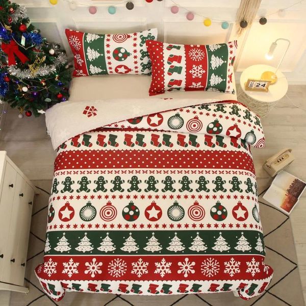 Ensembles de literie Christmas 3pcs Set Snowflakes Tree Elk Home Coup de couette