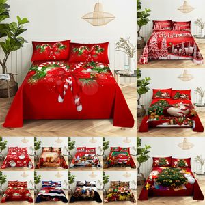 Juegos de ropa de cama Juego de sábana de la cama de Navidad queen 240x220 cm de sábanas con almohadas Case rojo Tamaño del rey Soft para camas dobles individuales delgada 221115