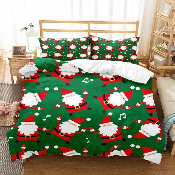 Ensembles de literie Housse de couette de Noël Ensemble de literie avec motif de cerf du Père Noël Housse de couette imprimée HD-Luxe Super Soft Microfibre Queen 231101