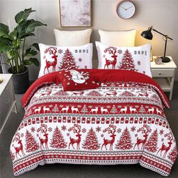 Beddengoedsets Kerstdekbedovertrekset Sneeuwvlok Rode Eland Reneerboom Koningin Koning Dubbel beddengoed Set Twin Enkel kind Kind Volwassen Jaar Geschenk 231129