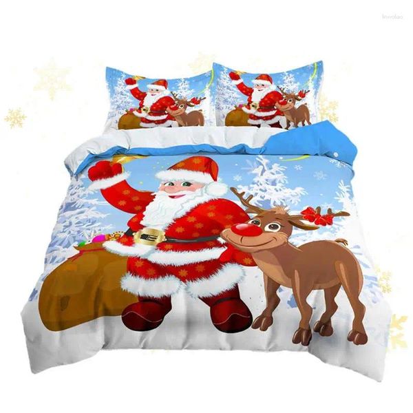 Sets de ropa de cama edredón de navidad edredón 3D Patrón de impresión digital Juego de tapa impresa decorativa de vacaciones