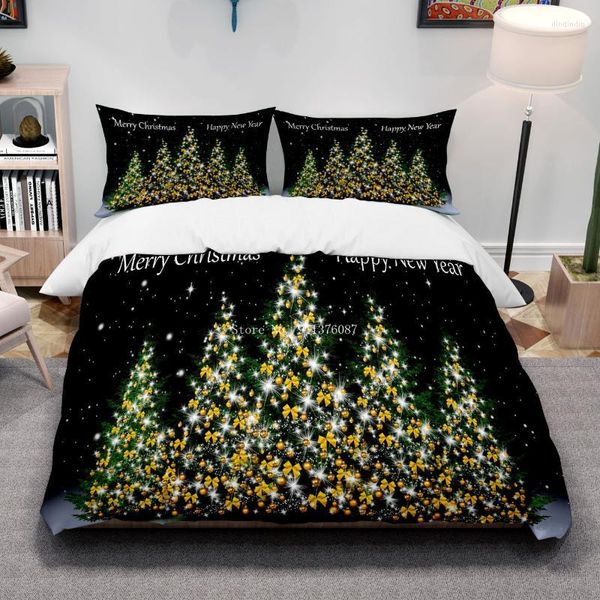 Ensembles de literie arbre de noël brillant housse de couette taie d'oreiller literie EU Double King Size ou adulte enfants berceau cadeaux