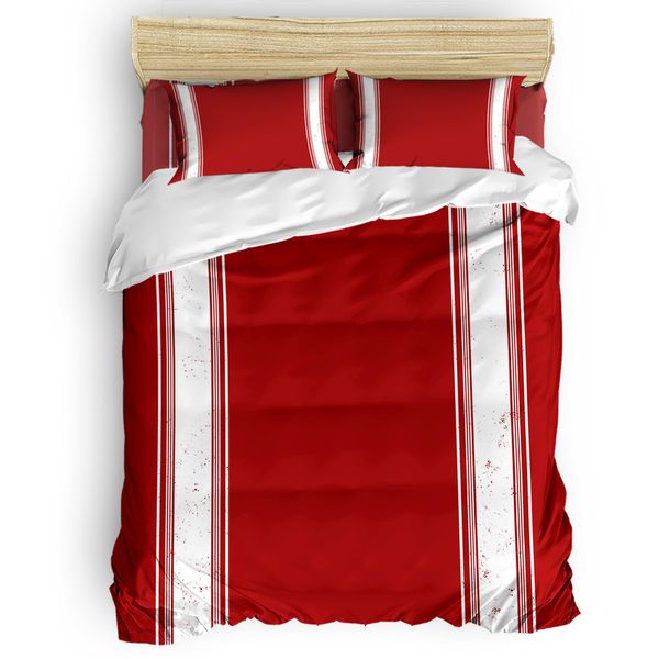 Ensembles de literie Noël Valentine rayures rouges ferme 2/3/4 pièces couette housse de couette taie d'oreiller drap de lit couvre-lit roi reine ensemble de literie Kit 220908