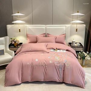 Bedding Sets Class A High Precision Cotton Brushed Embroidery Four-Piece Set Pure Bed Sheet Duvet Cover