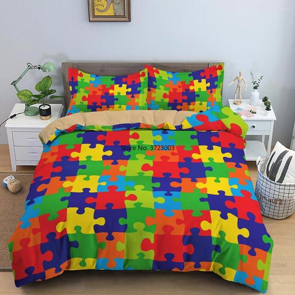 Juegos de cama Color Mosaico Impresión digital Textiles para el hogar Diseño geométrico 3D Abajo Funda de cama Funda de almohada Niños Adulto Dormitorio Conjunto de arte