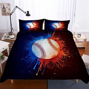 Ensembles de literie Couleur Splash Baseball Ensemble de couette respectueux de la peau Garçons Simple Double Housse de couette Dortoir Couvre-lit Fond noir Décor de chambre