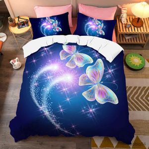 Ensembles de literie Ensemble de literie coloré Magnifique Papillon Animal Volant Ensemble de Housse de Couette Ensemble de Couette en Polyester Doux pour Femmes Filles