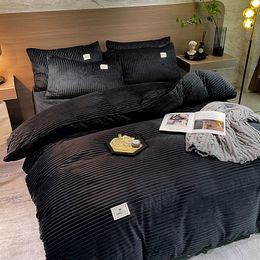 Conjuntos de ropa de cama Cómodo Soft Magic Velvet Color sólido Funda nórdica Colcha Fundas de almohada Conjunto Manta Sábana 230921