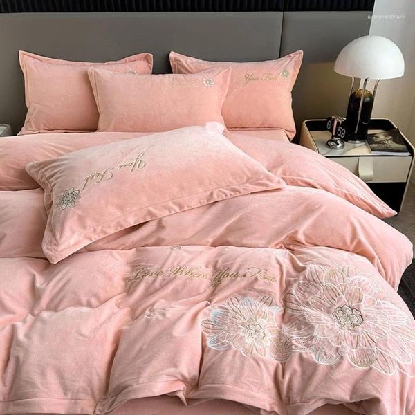 Ensembles de literie Couette bébé velours épais hiver couette couple drap de lit famille linge housse de couette ensemble double